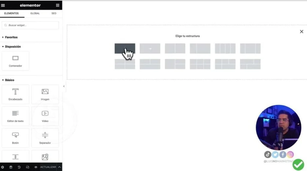 Añadir contenedor Elementor