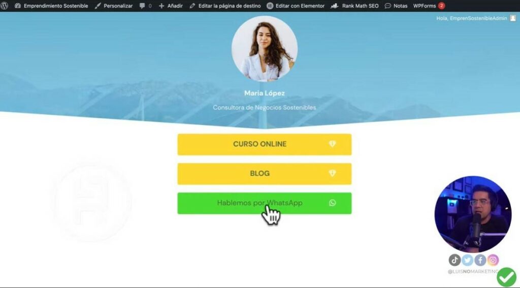 Botón de WhatsApp en tarjeta digital