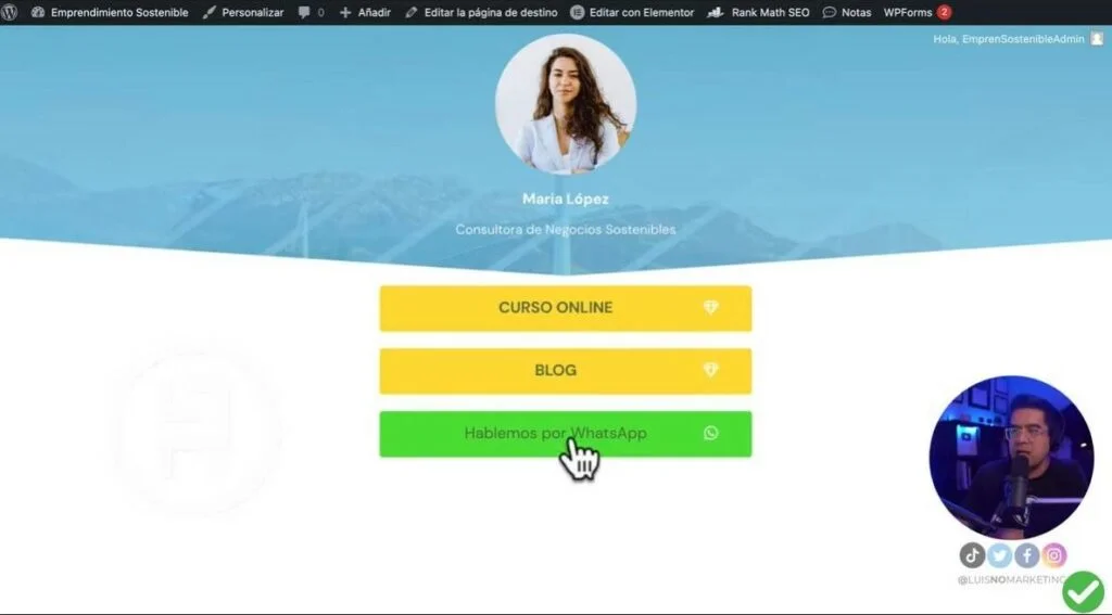 Botón de WhatsApp en tarjeta digital