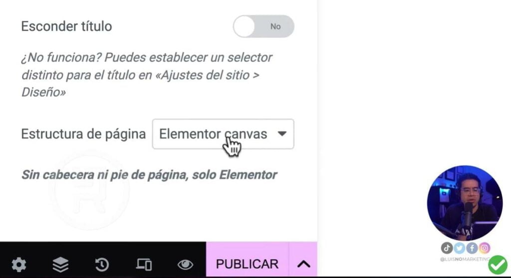 Estructura de la página de destino