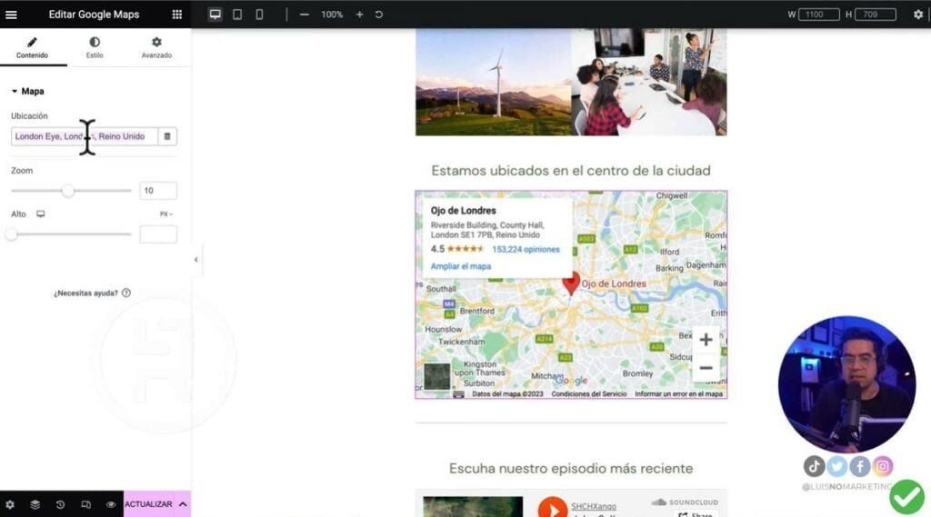Agregar mapa en tarjeta digital