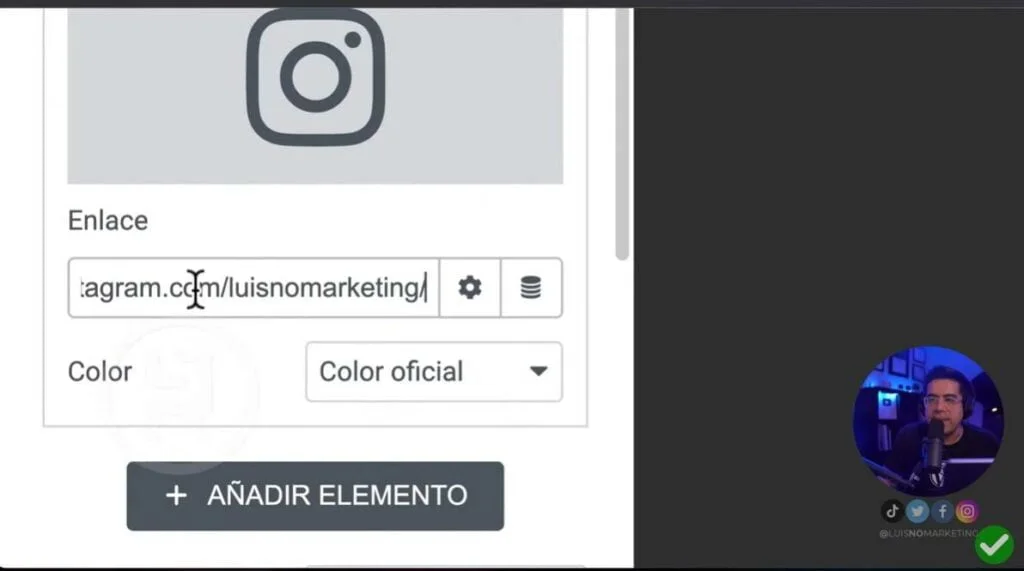 Botones sociales en tarjeta digital