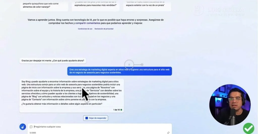Crear una web con ChatGPT y Bing