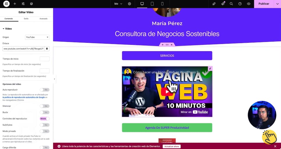 Agregar videos a la tarjeta digital