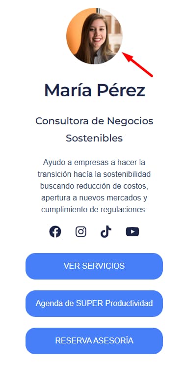 Cambiar imagen de perfil en la tarejta digital