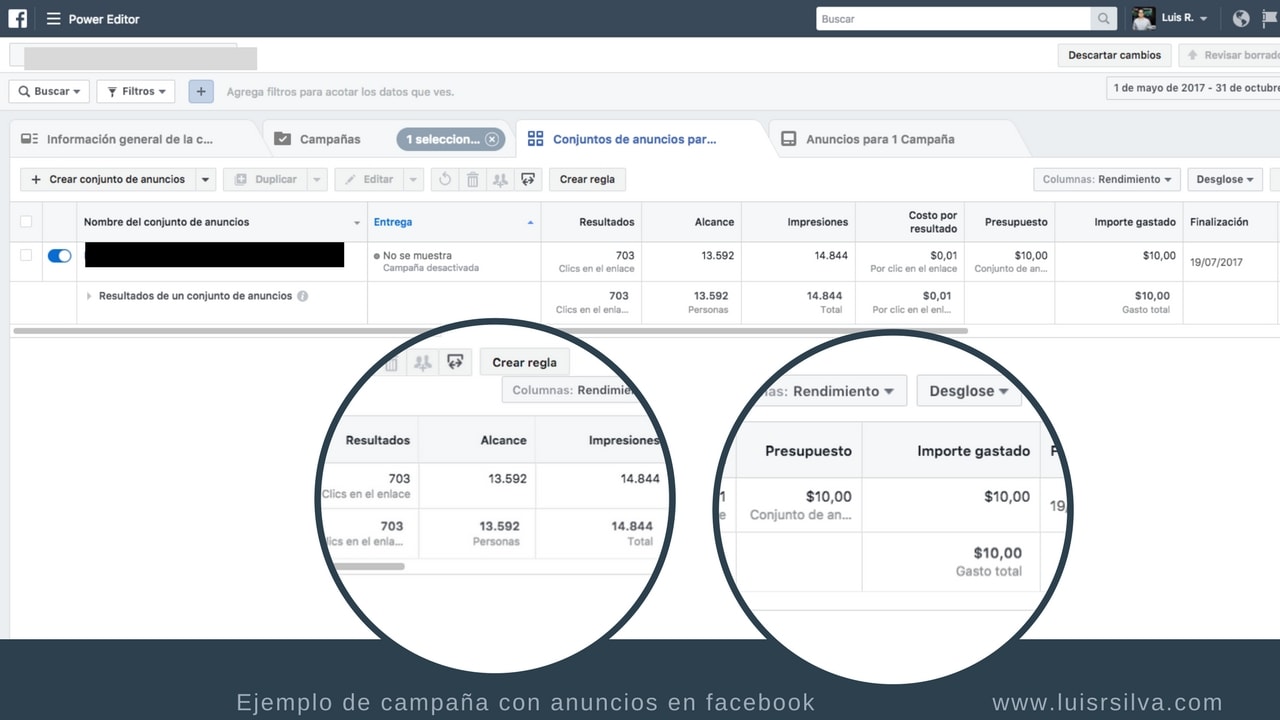 Ejemplo de anuncios en facebook