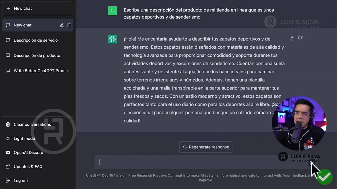 Crear contenido gratis para página web con ChatGPT