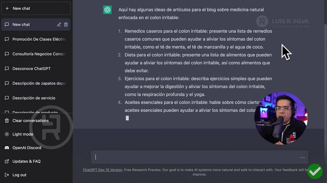 Crear contenido gratis para página web con ChatGPT