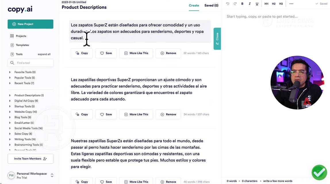 Crear contenido gratis para página web con Open.ai