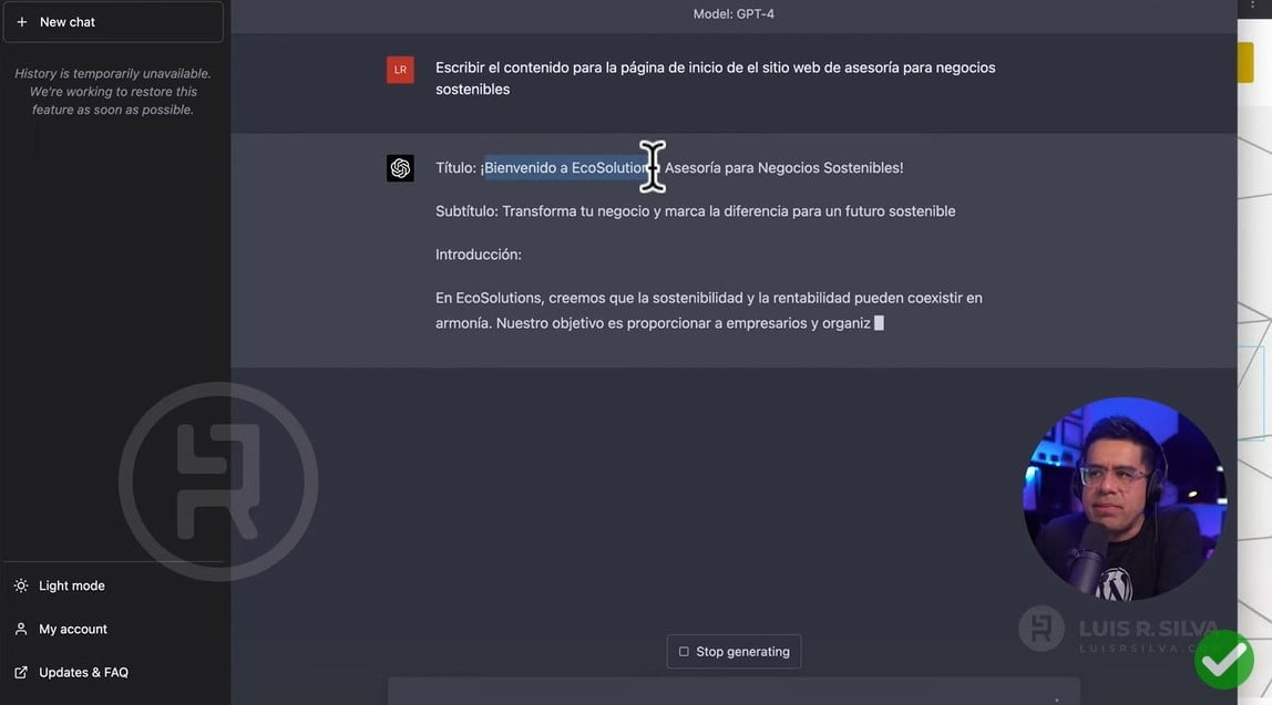 cómo crear una página web en WordPress con ChatGPT