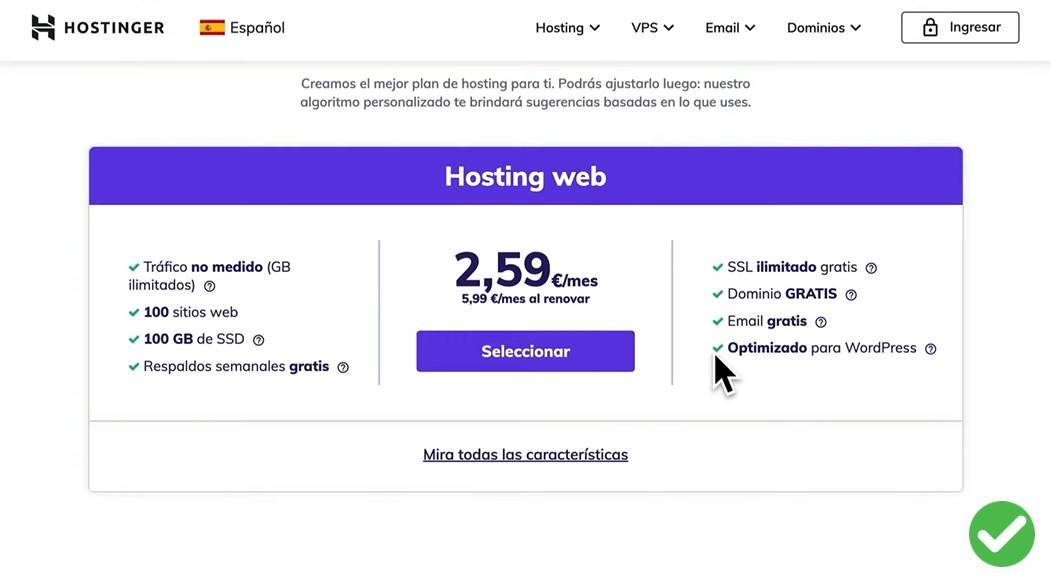 Dominio gratis y hosting barato con Hostinger