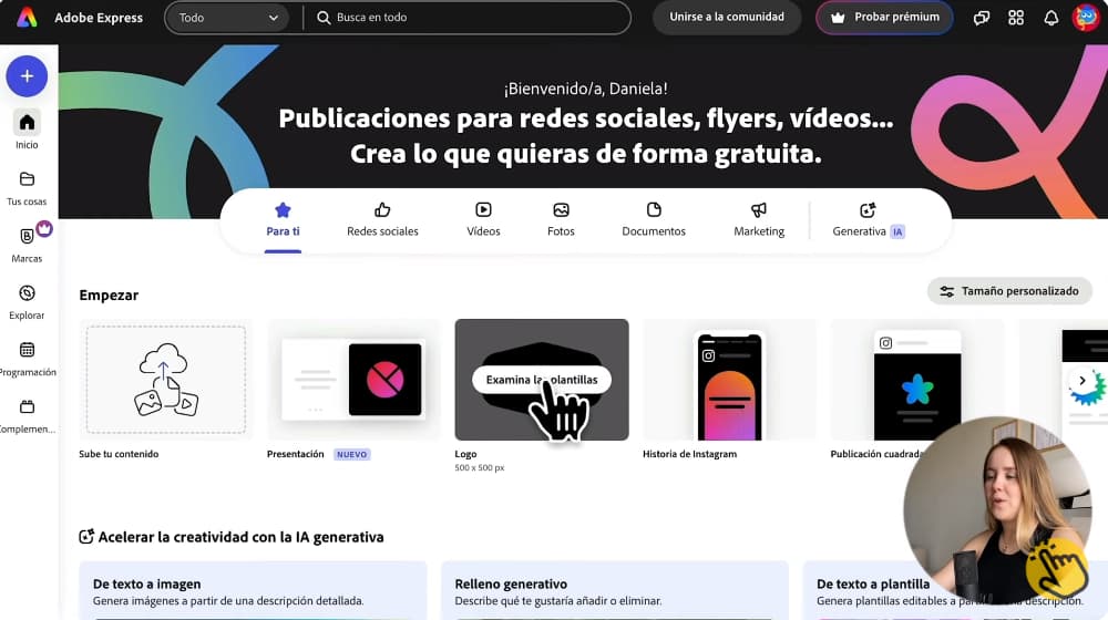 Crear un nuevo proyecto en Adobe Express