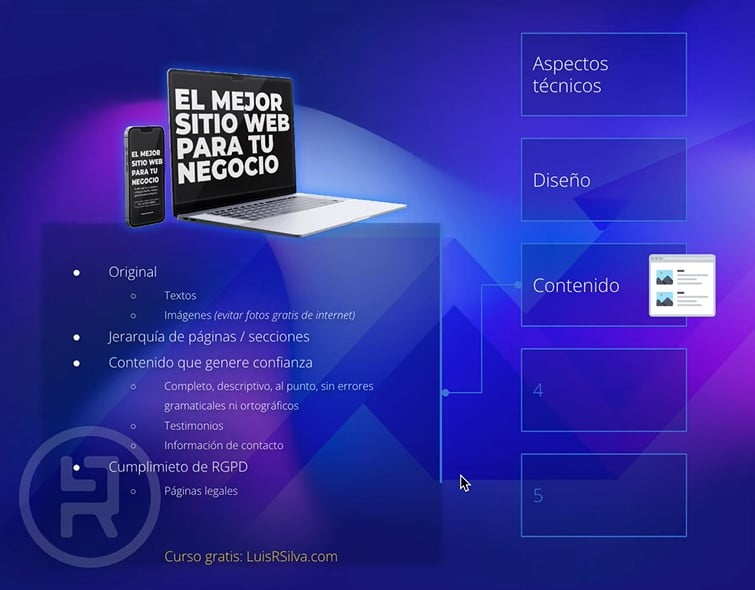 Mejor página web Contenido