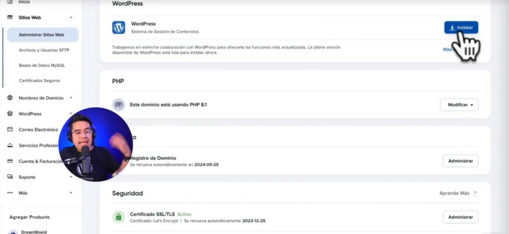 Crear página web instalar WordPress