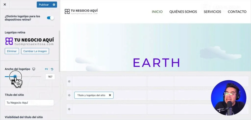 Crear web profesional subir logo