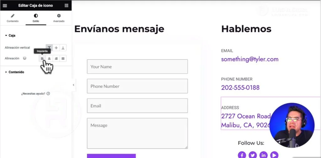 Crear una web profesional página de contacto