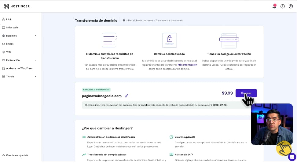 Migrar dominio a Hostinger