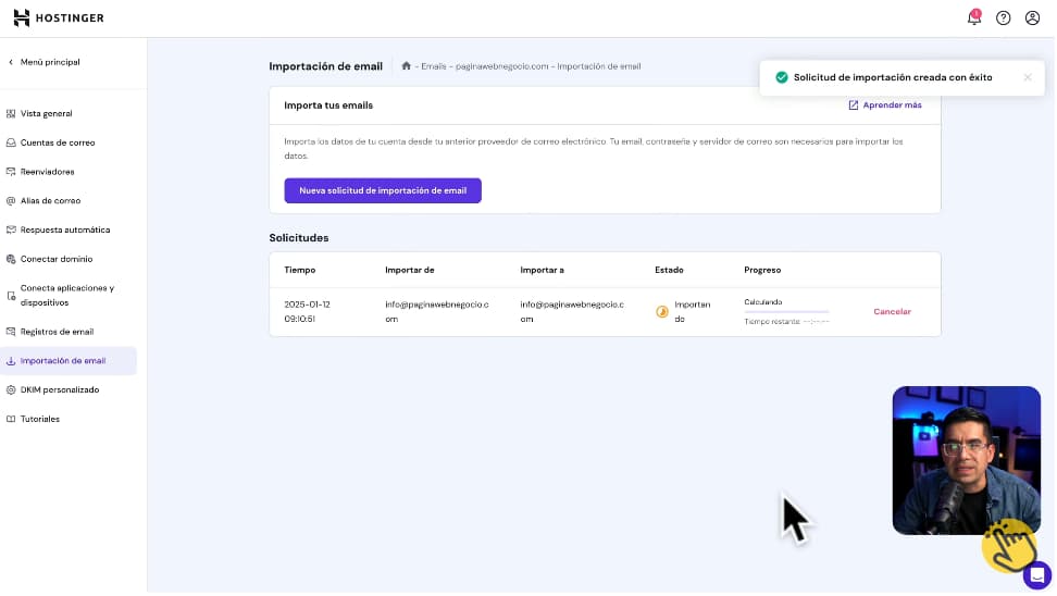 Importación de email