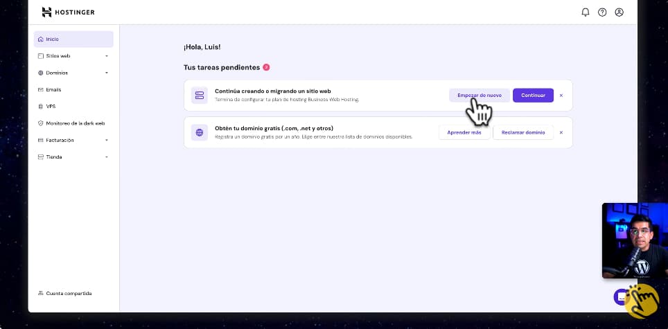 Configurar hospedaje