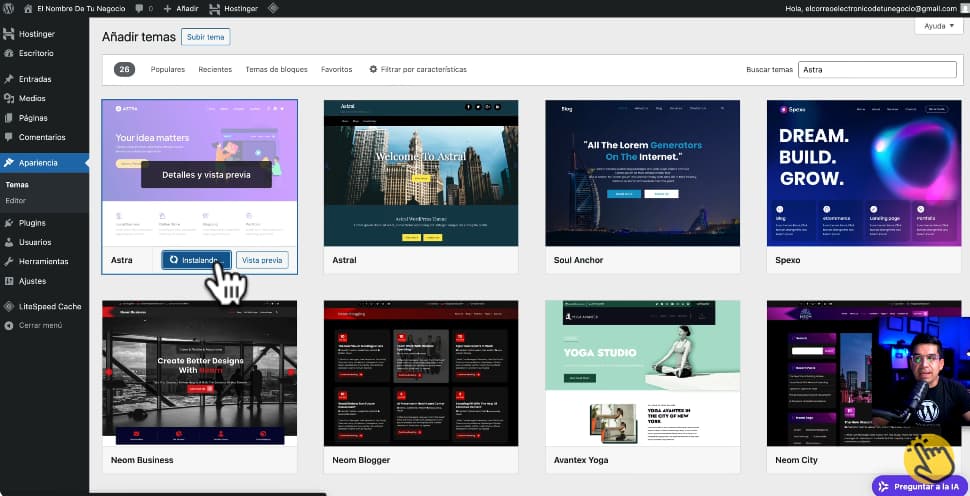 Instalar tema en WordPress