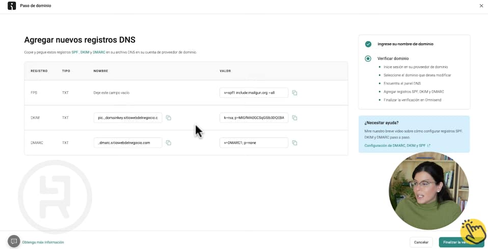 Verificar dominio en Omnisend