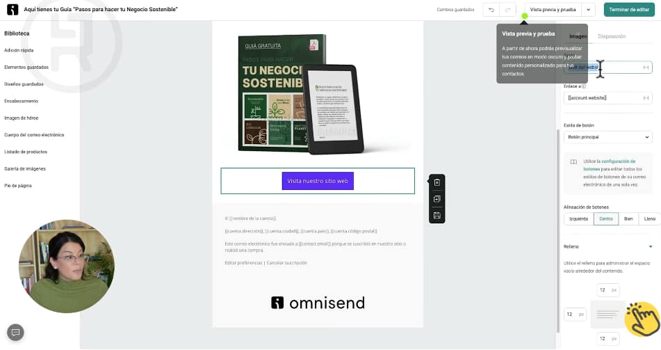 Editar contenido del correo de bienvenida