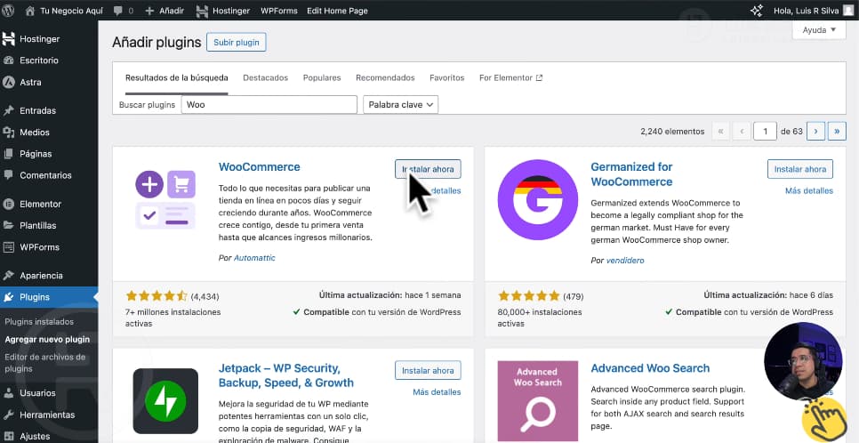 Instalar plugin WooCommerce