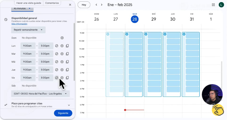 Crear reserva de citas con Google Calendar