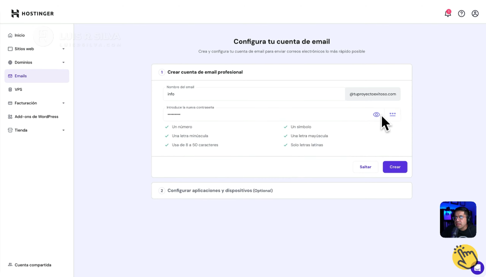 Cuentas de correo electrónico profesional o empresarial con hostinger