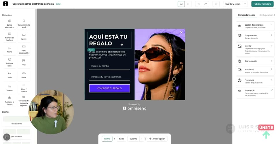 Editar formulario en Omnisend