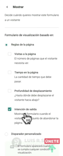 Definir cuándo mostrar el formulario