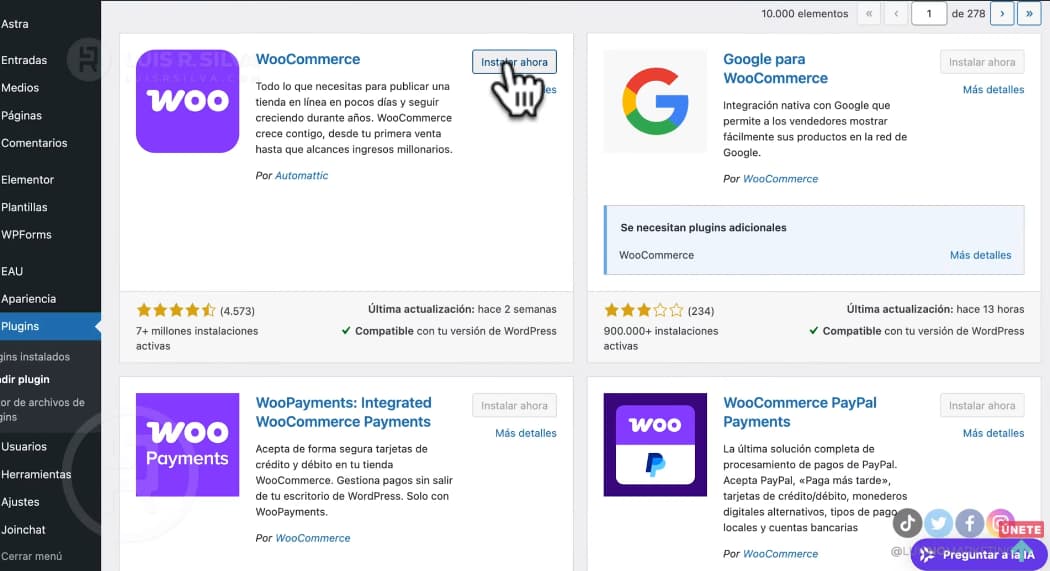 Instalar plugin WooCommerce