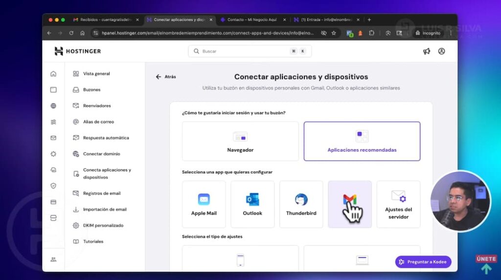 Conectar cuenta de correo electrónico profesional con Gmail