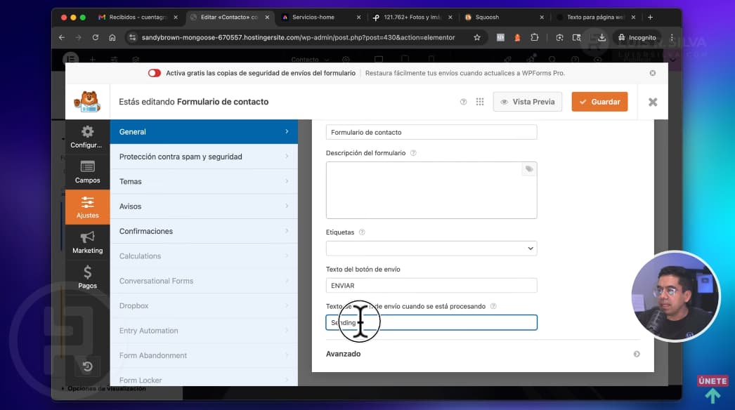 Configurar formulario de contacto con WPForms