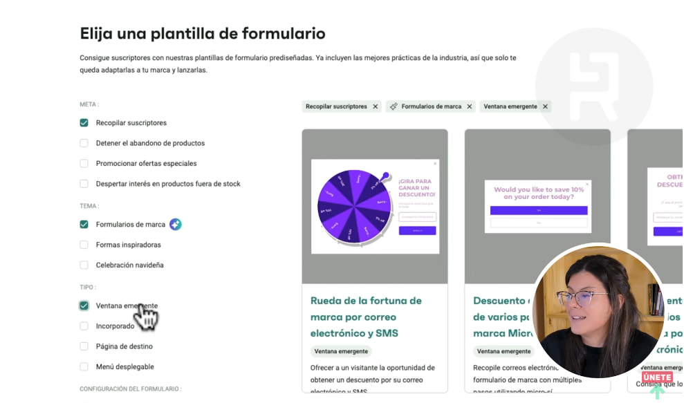 Crear formulario emergente