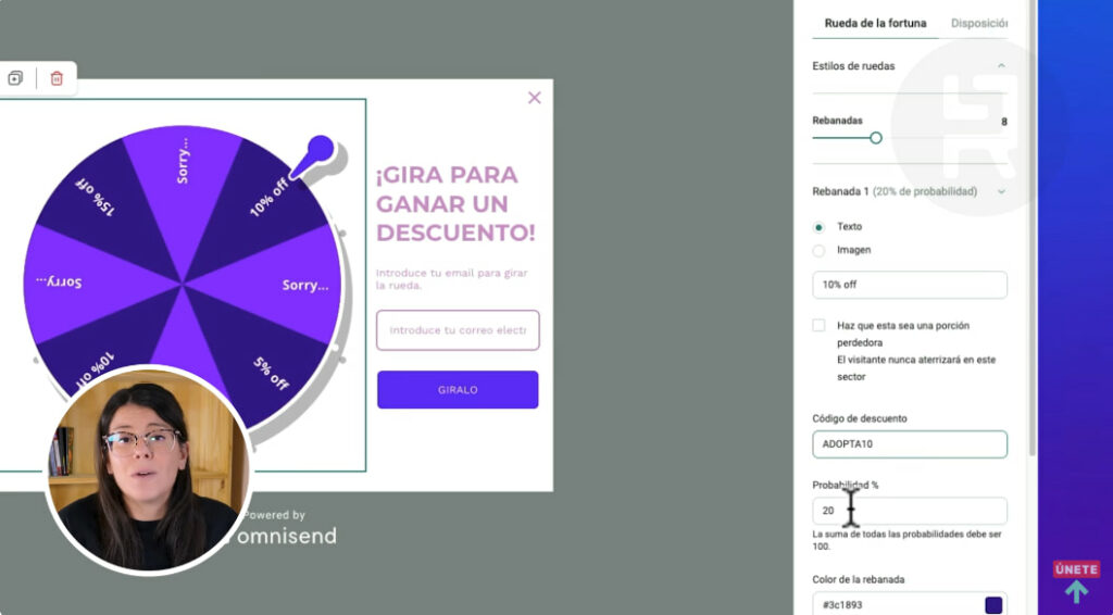 Personalización de la rueda de la fortuna