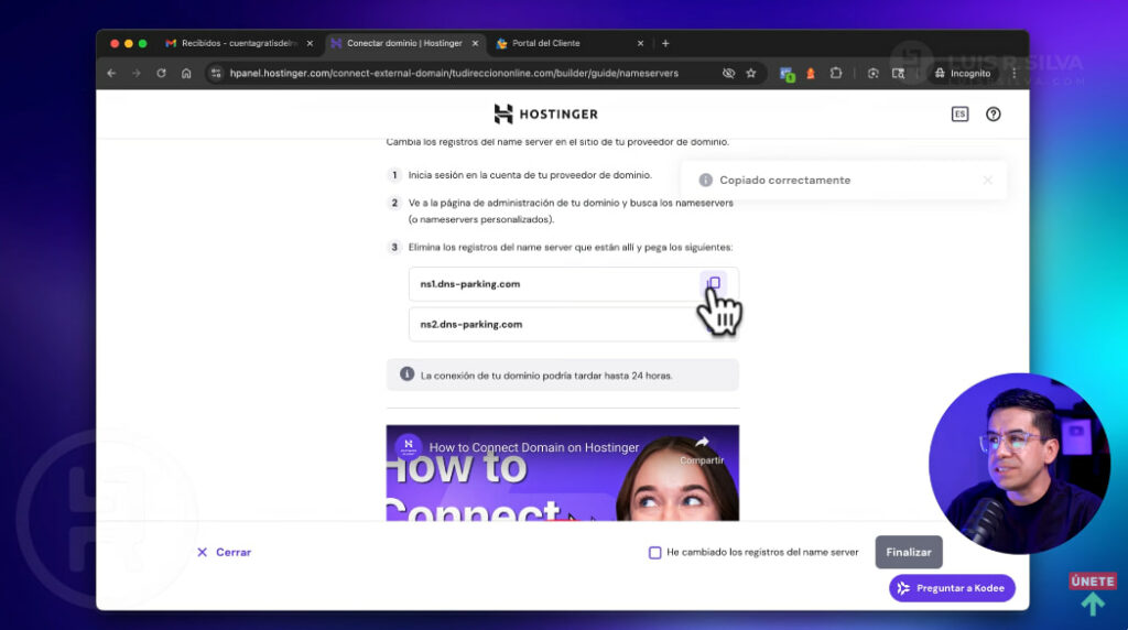 Obtener los name servers de Hostinger