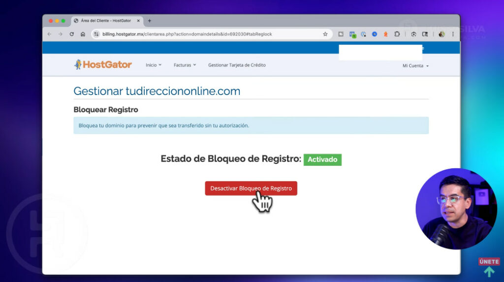Desbloquear dominio en proveedor externo