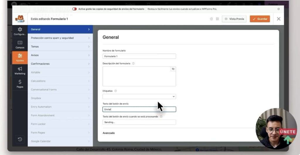Configurar formulario de contacto con WPForms
