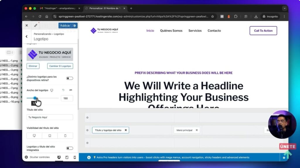 Modificar cabecera usando Astra