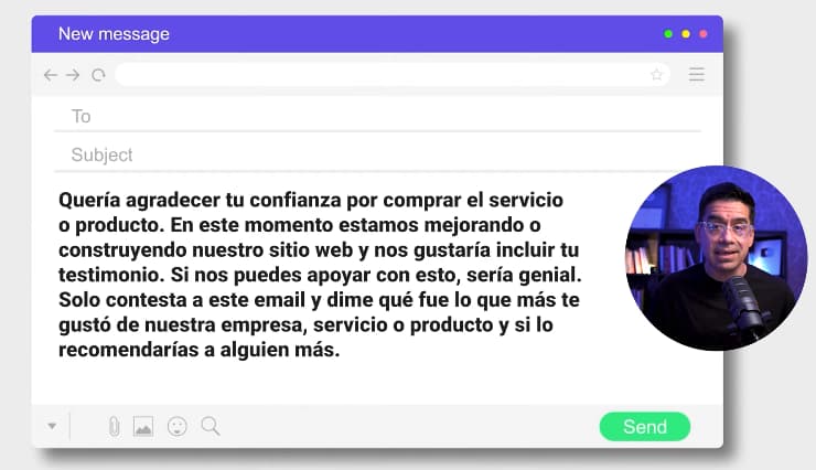 Modelo de mensajes para solicitar testimonios a clientes
