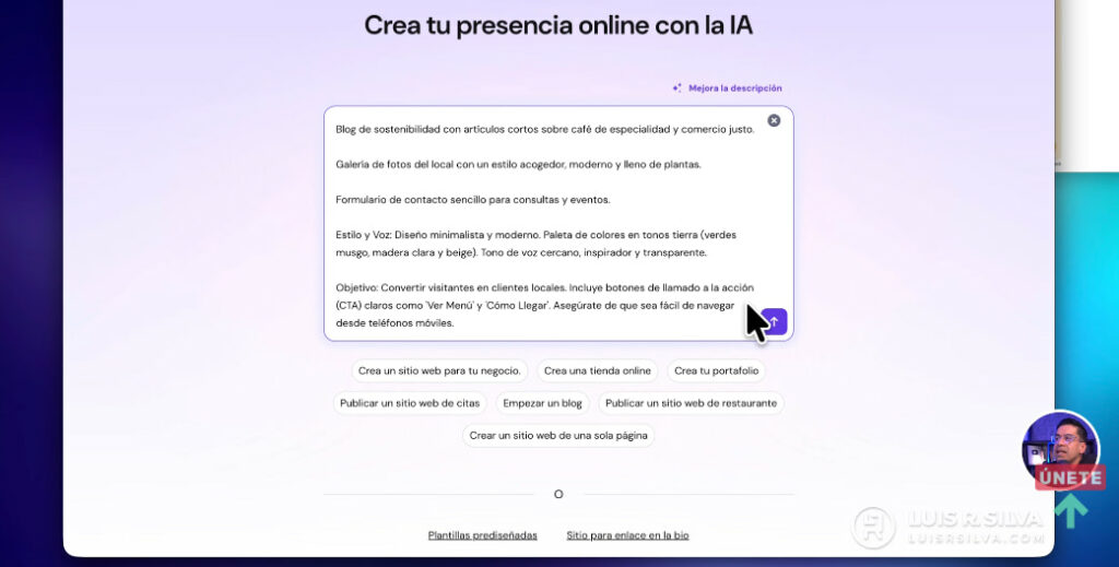 Usa el chat y pega tu prompt