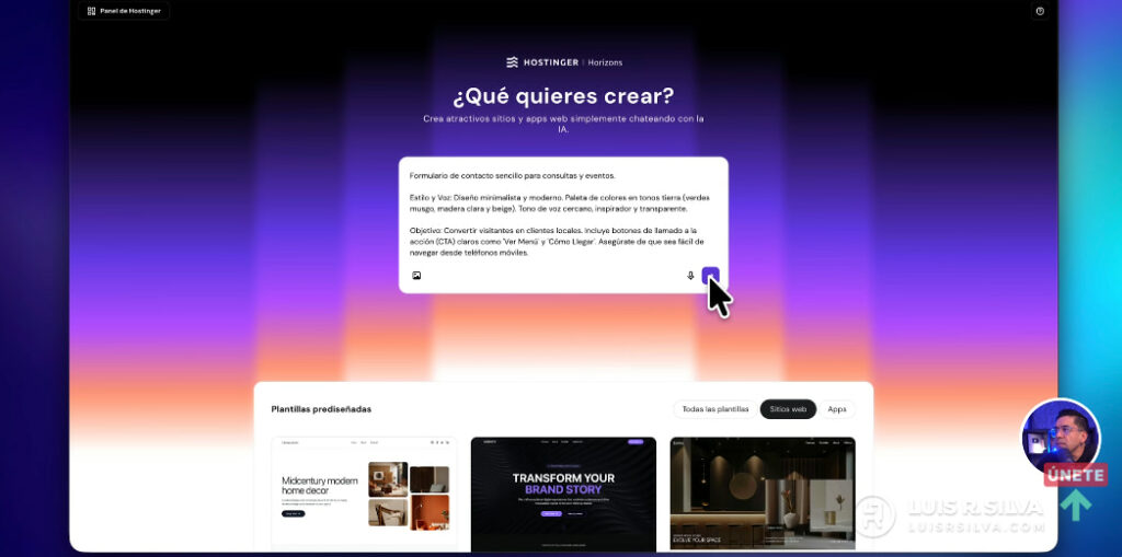 Redacta un prompt en Horizons