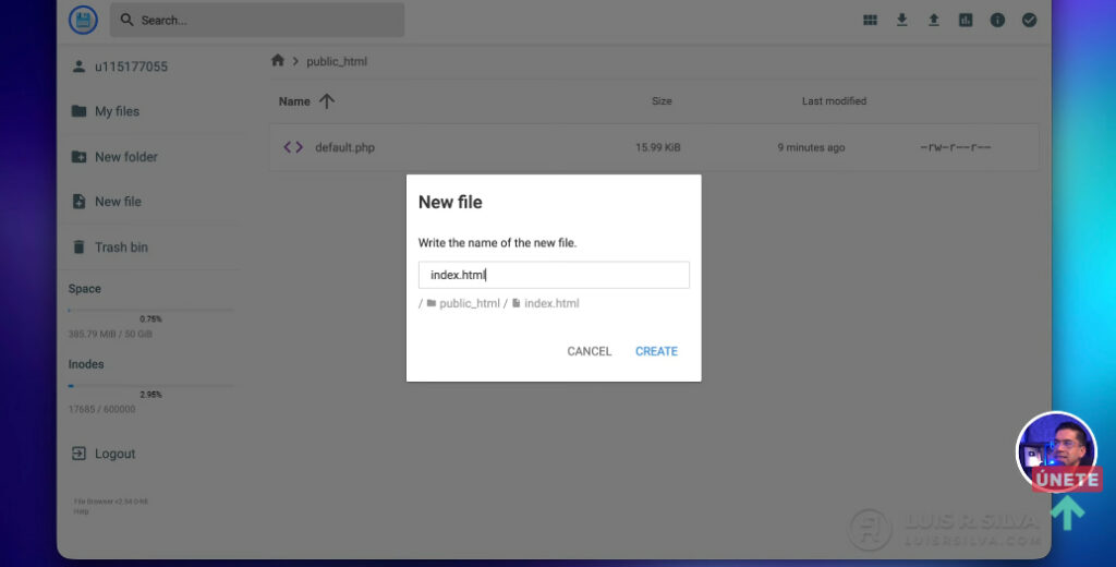 Crea el archivo index.html
