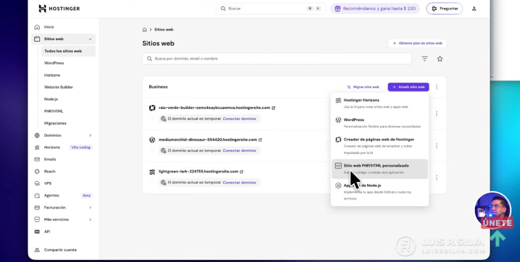 Sitio web PHP/HTML personalizado