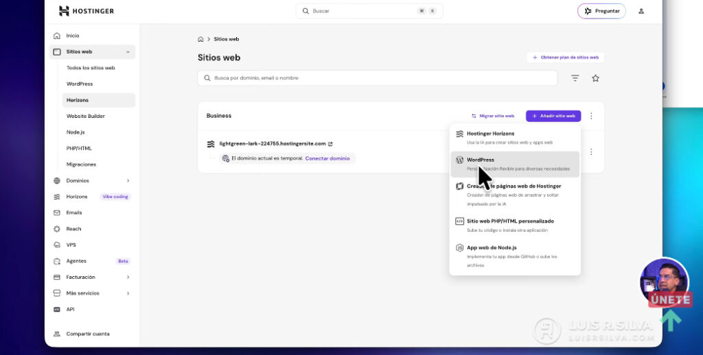 Crear tu web con WordPress e IA en Hostinger