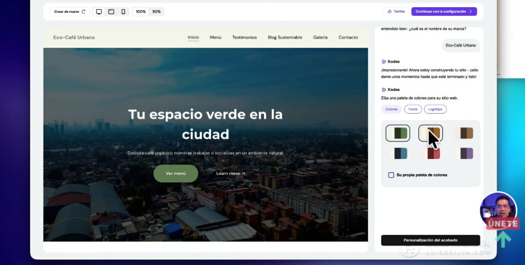 Pega tu prompt y elige Elementor