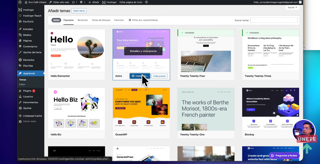 Cambia el tema de WordPress