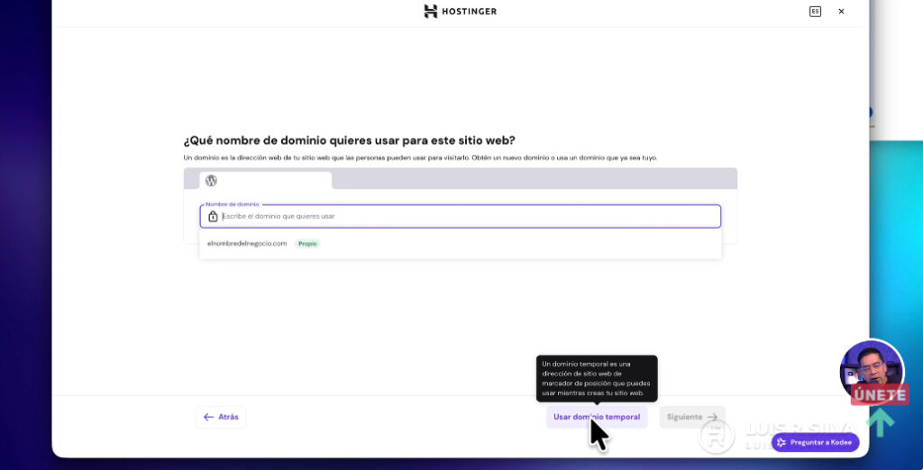 Elige dominio temporal para pruebas