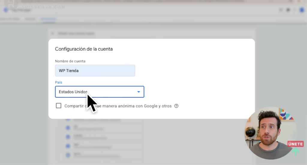 Crear cuenta en Google Tag Manager